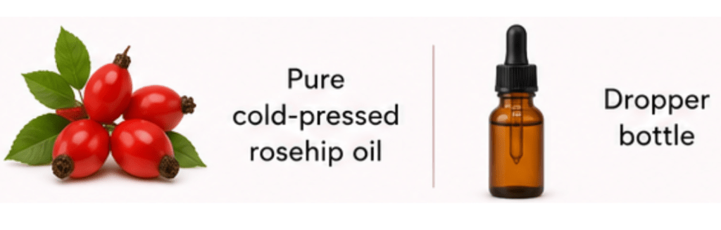 Pure cold-pressed rosehip oil  and Dropper Bottle