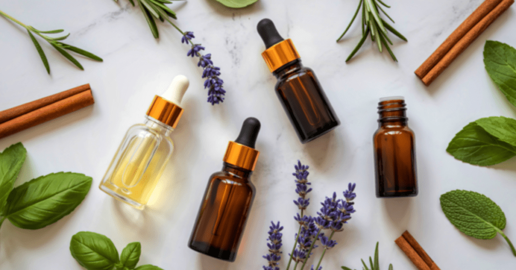 A collection of essential oils commonly used to support healthy, radiant skin naturally.