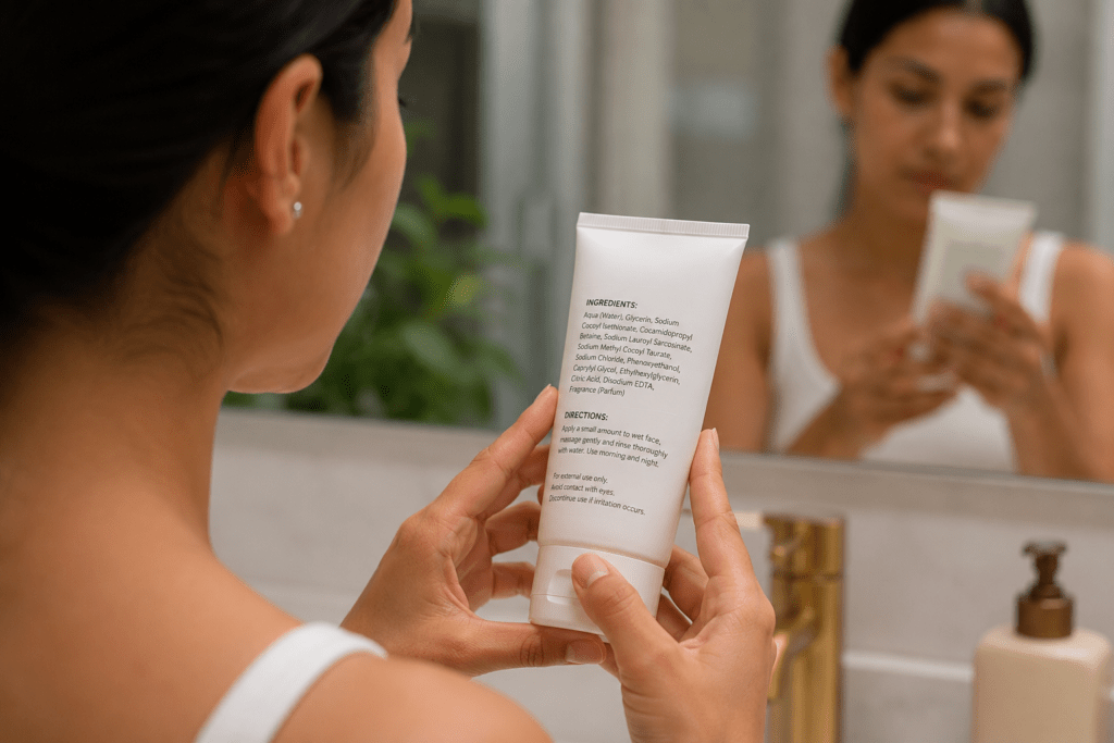 Read the label before you cleanse. Choosing a facial cleanser with gentle, skin-friendly ingredients can help protect your skin barrier and reduce irritation.