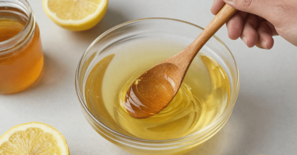 Honey mixed with lemon juice.