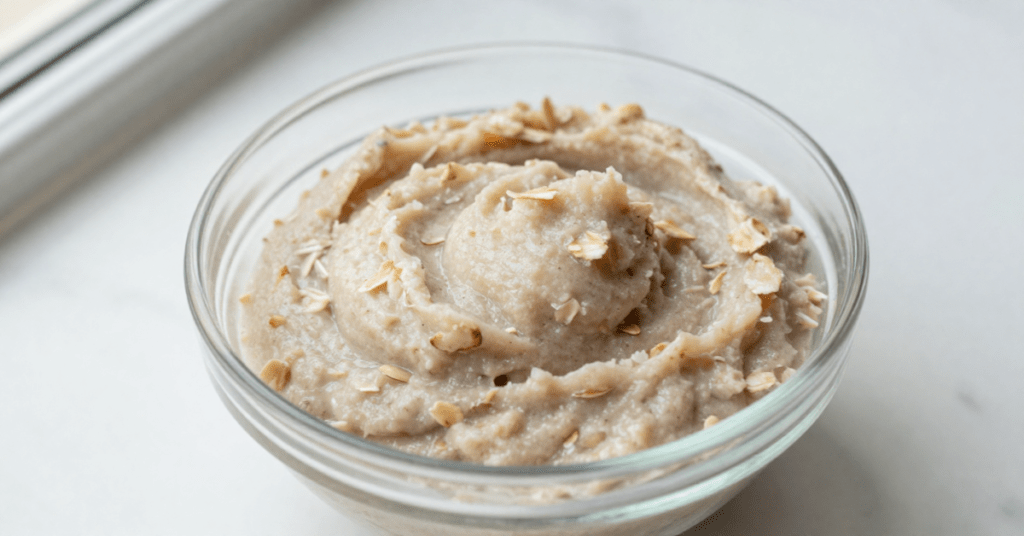 Thick oatmeal scrub mixture.