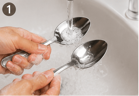 Step 1- Clean the Spoons