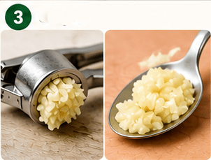 : Crush the garlic into a paste 