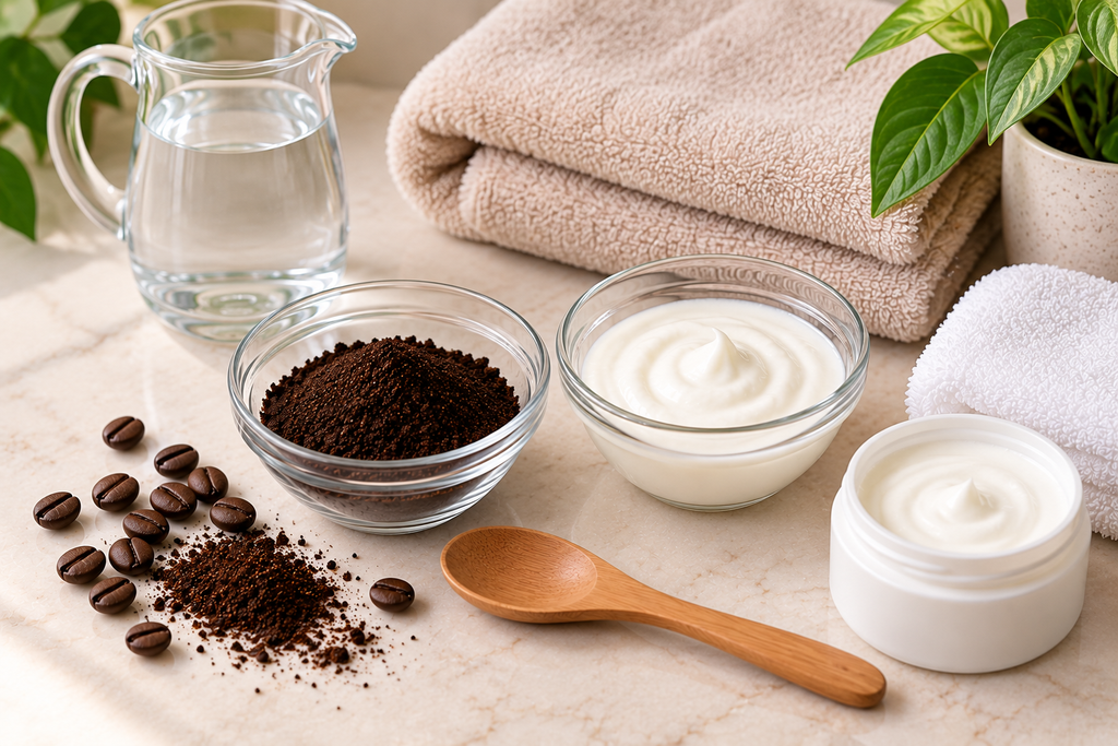Coffee and Plain Yogurt Mask with a Barrier Warning