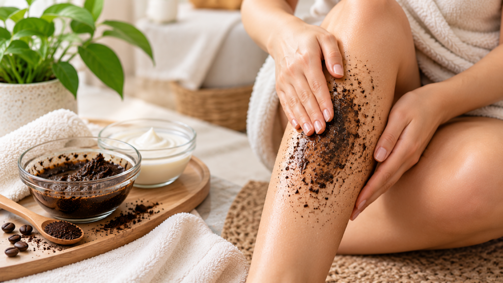 Finely ground coffee is better suited to occasional body exfoliation than aggressive facial scrubbing.